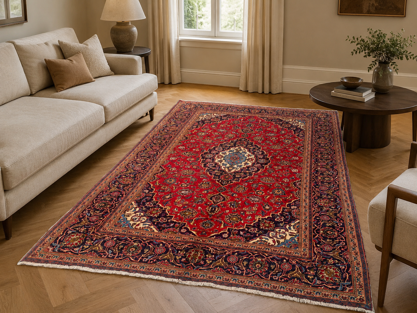 9'7" x 6'7" Handmade Persian Wool Rug styled in a room