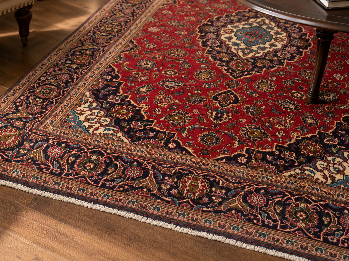 9'7" x 6'7" Handmade Persian Wool Rug wool texture and pattern detail