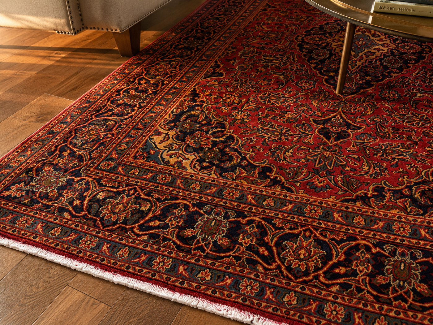 9'5" x 6'3" Handmade Persian Wool Rug wool texture and pattern detail