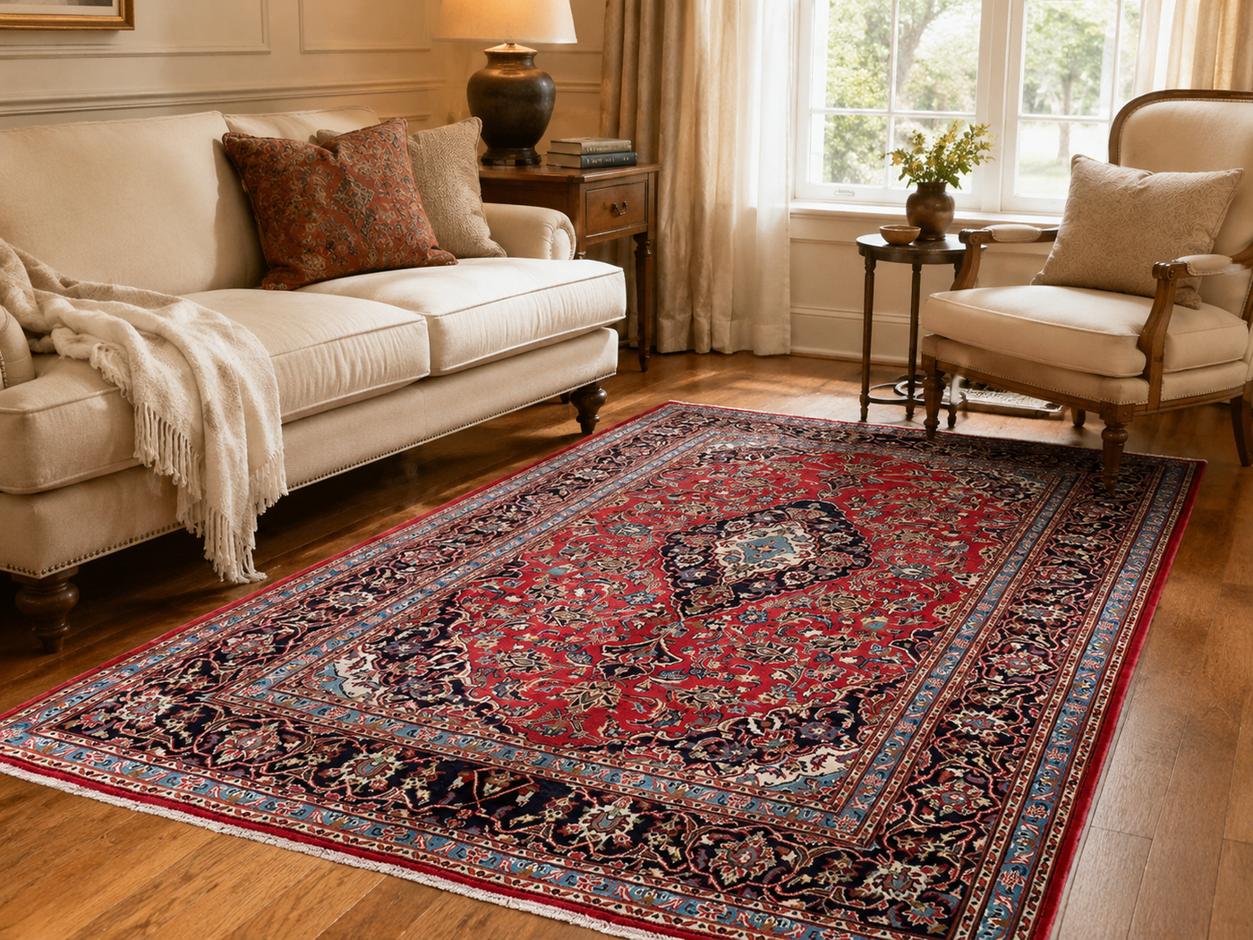 9'5" x 6'2" Handmade Persian Wool Rug room styling example