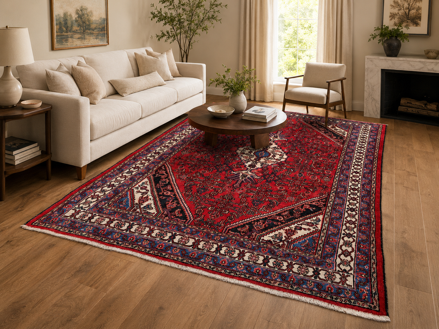 10'1" x 7'1" Handmade Persian Wool Rug styled in a room