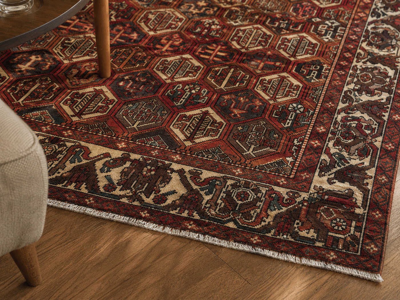 9'10" x 6'9" Handmade Persian Wool Rug wool texture and pattern detail