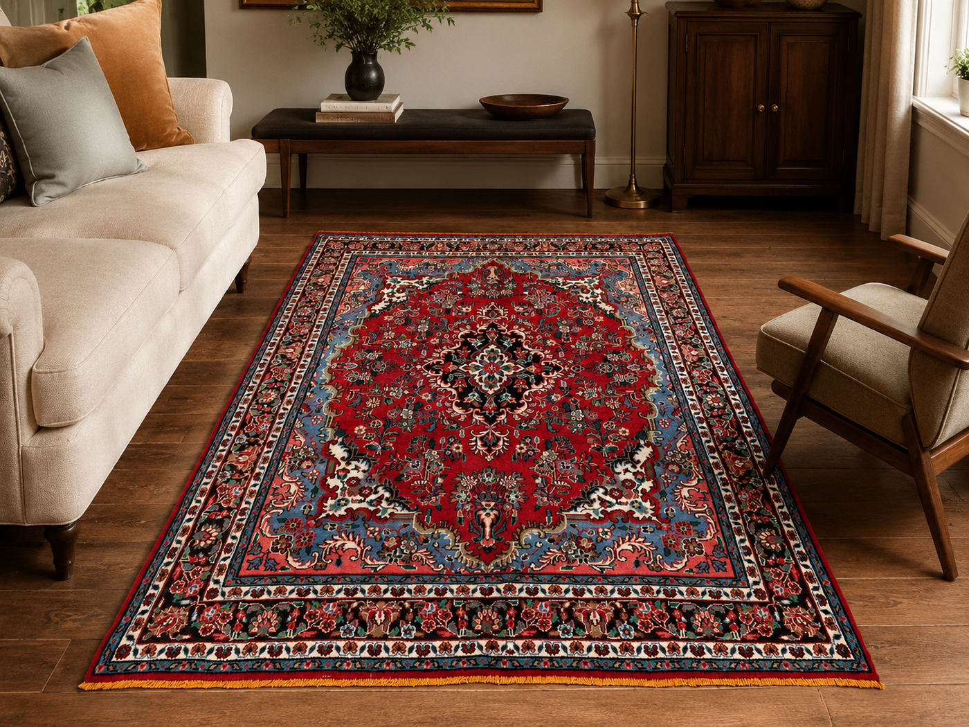 10'1" x 6'9" Handmade Persian Wool Rug room styling example