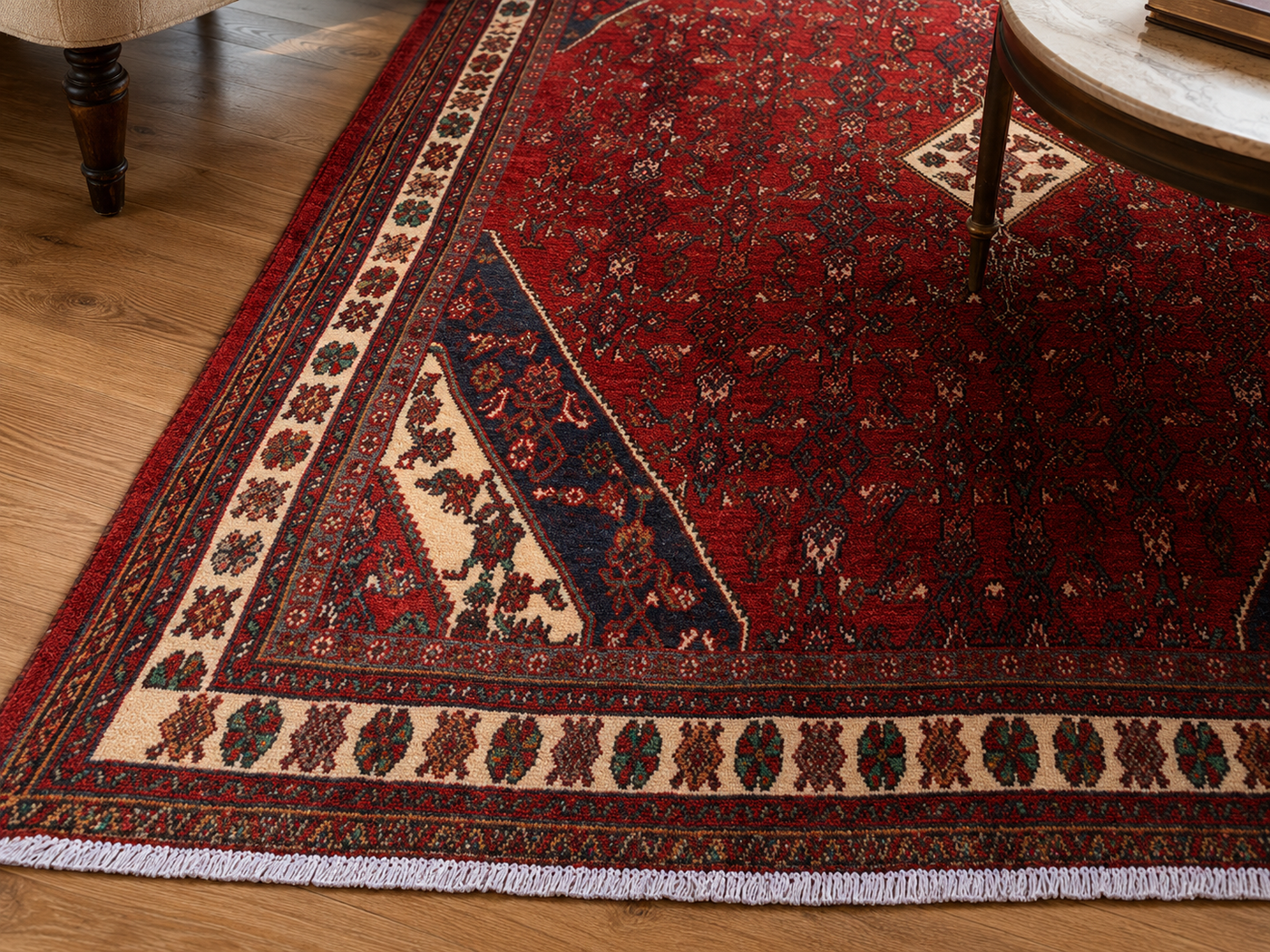 9'2" x 6'10" Handmade Persian Wool Rug wool texture and pattern detail