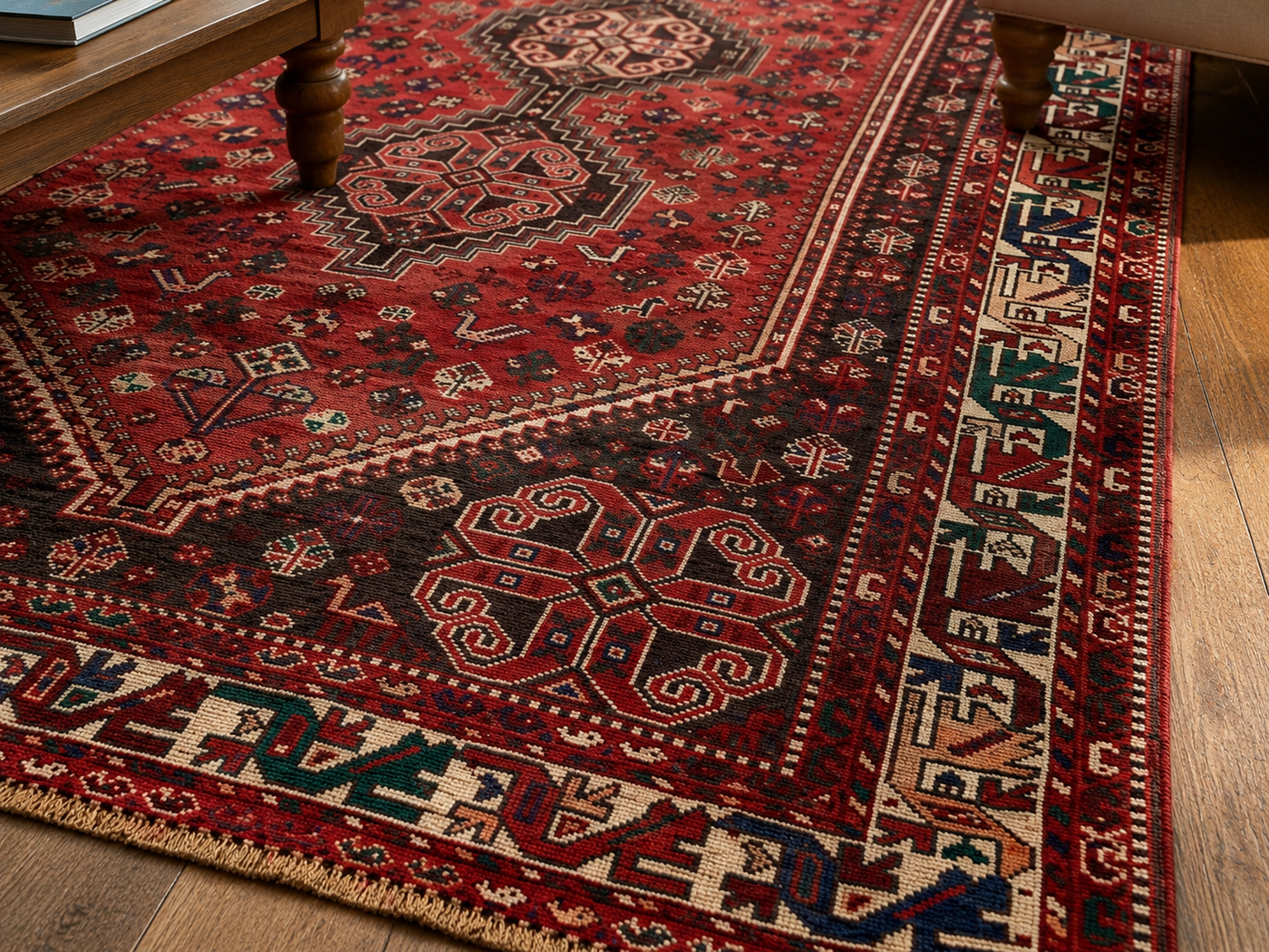 10'7" x 7'2" Handmade Persian Wool Rug wool texture and pattern detail