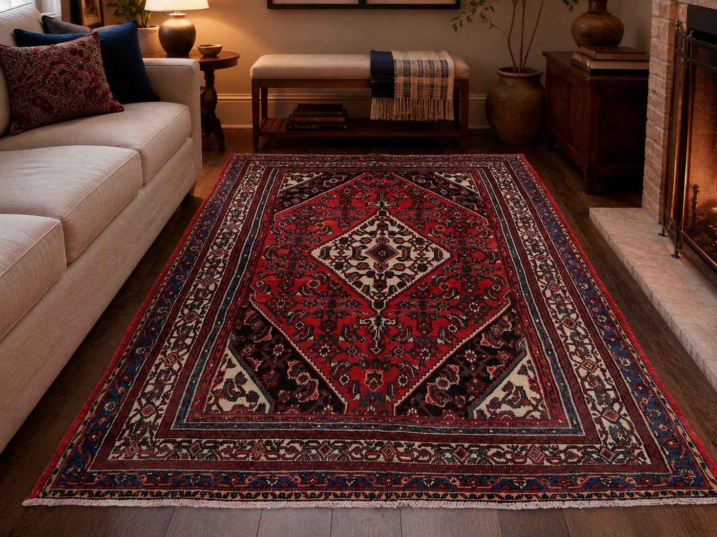 10'0" x 7'0" Handmade Persian Wool Rug room styling example