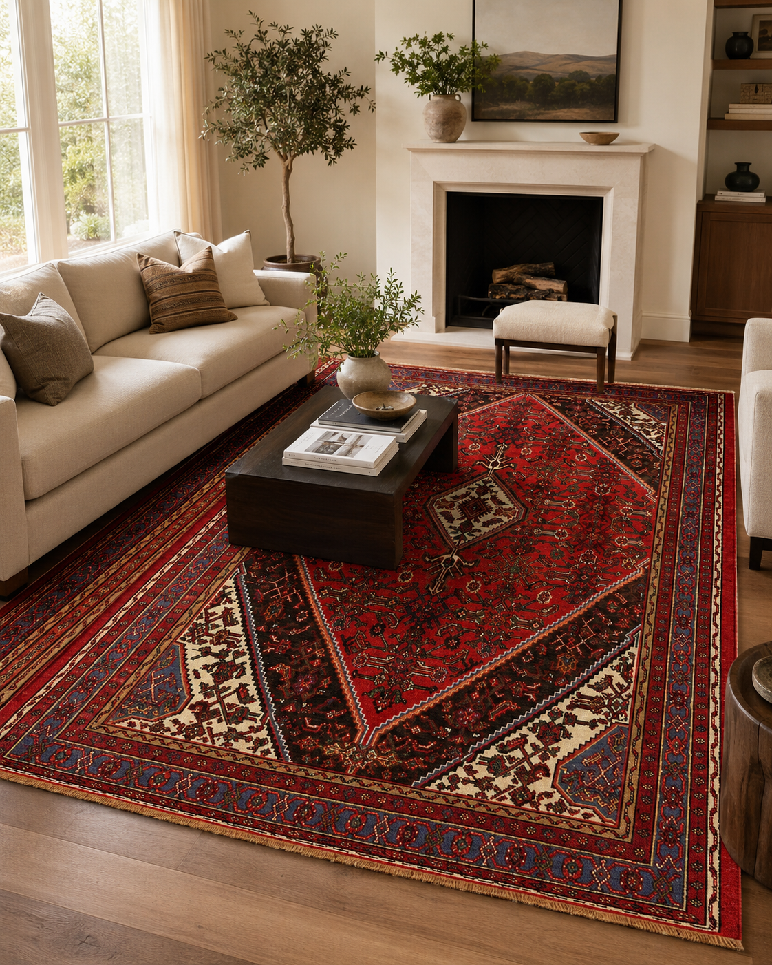 9'11" x 7'4" Handmade Persian Wool Rug styled in a room