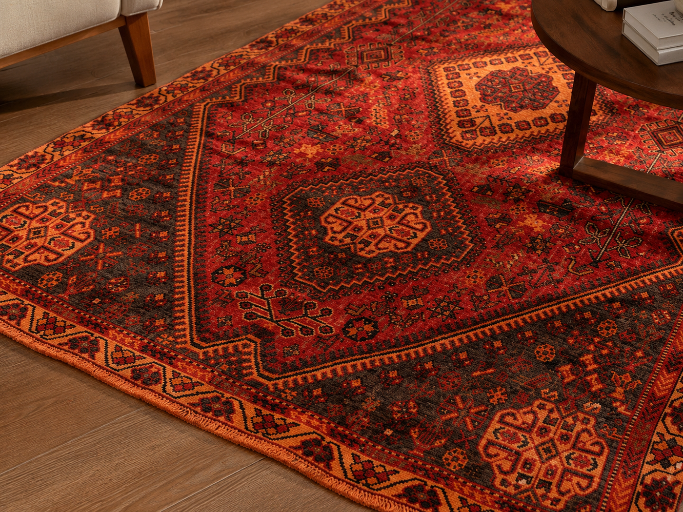 9'1" x 5'11" Handmade Persian Wool Rug wool texture and pattern detail