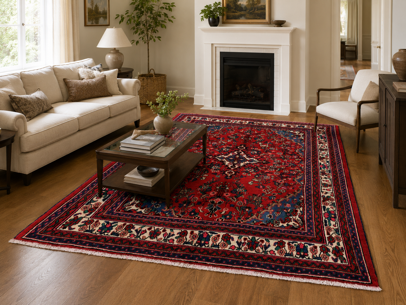 10'0 x 6'10 Hand-Knotted Persian Wool Rug styled in a room