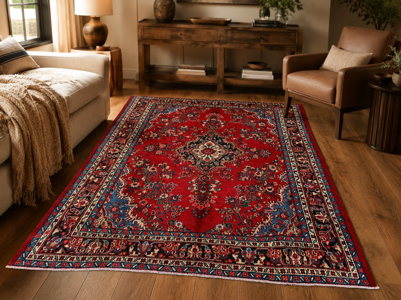 Tapis persan en laine noué à la main de 10'0 x 7'1 room styling example