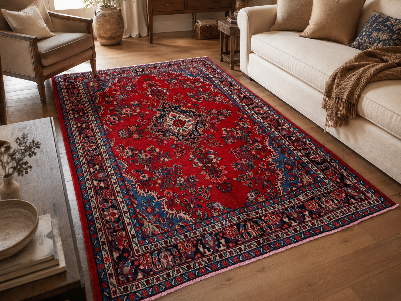 Tapis persan en laine noué à la main de 10'0 x 7'1 wool texture and pattern detail