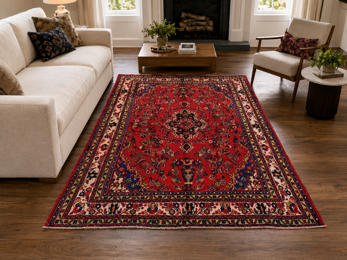 9'9" x 6'8" Handmade Persian Wool Rug styled in a room
