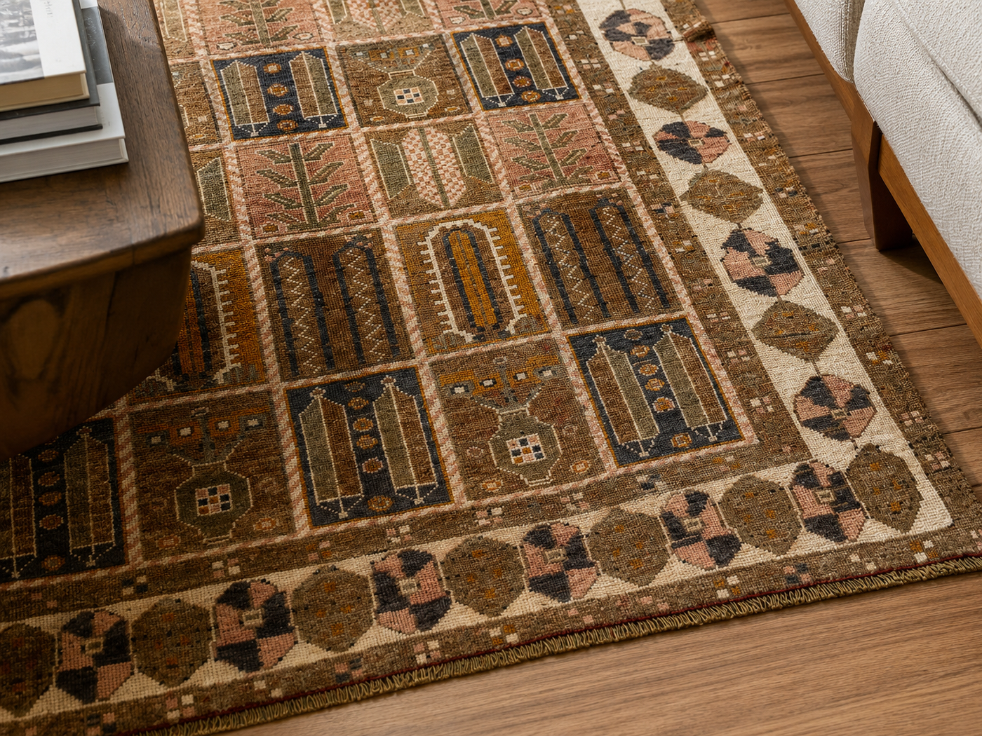 9'3" x 6'2" Handmade Persian Wool Rug wool texture and pattern detail