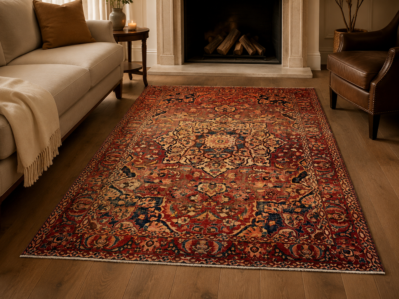 10'4" x 6'10" Handmade Persian Wool Rug room styling example