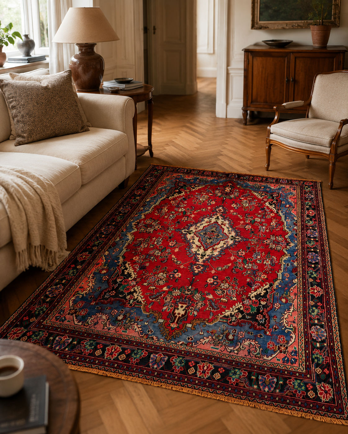 9'8" x 6'9" Handmade Persian Wool Rug room styling example