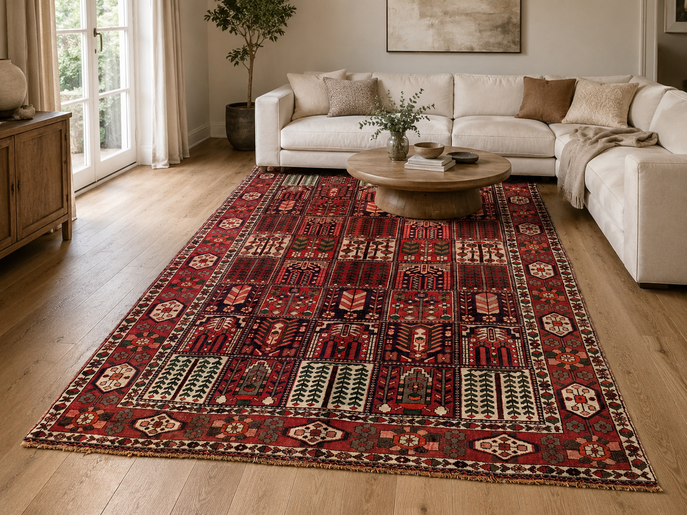 10'5" x 6'8" Handmade Persian Wool Rug styled in a room