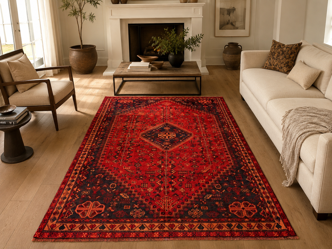 9'9" x 6'6" Handmade Persian Wool Rug styled in a room