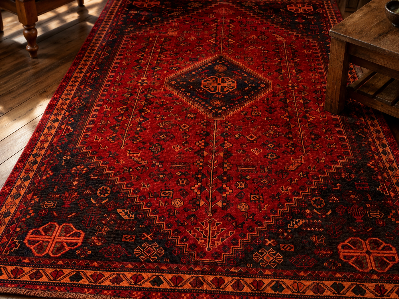 9'9" x 6'6" Handmade Persian Wool Rug wool texture and pattern detail