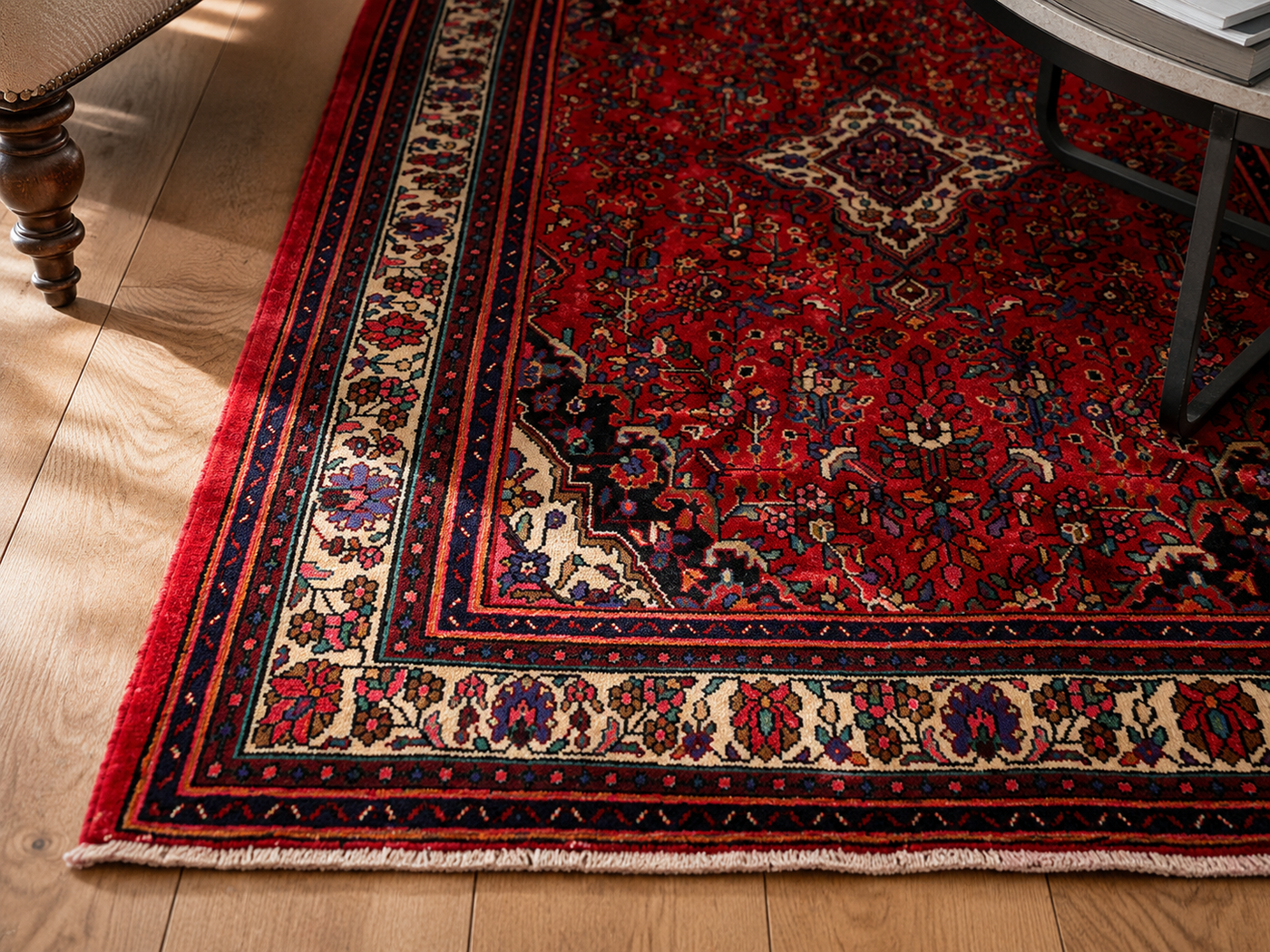 9'10" x 7'1" Handmade Persian Wool Rug wool texture and pattern detail