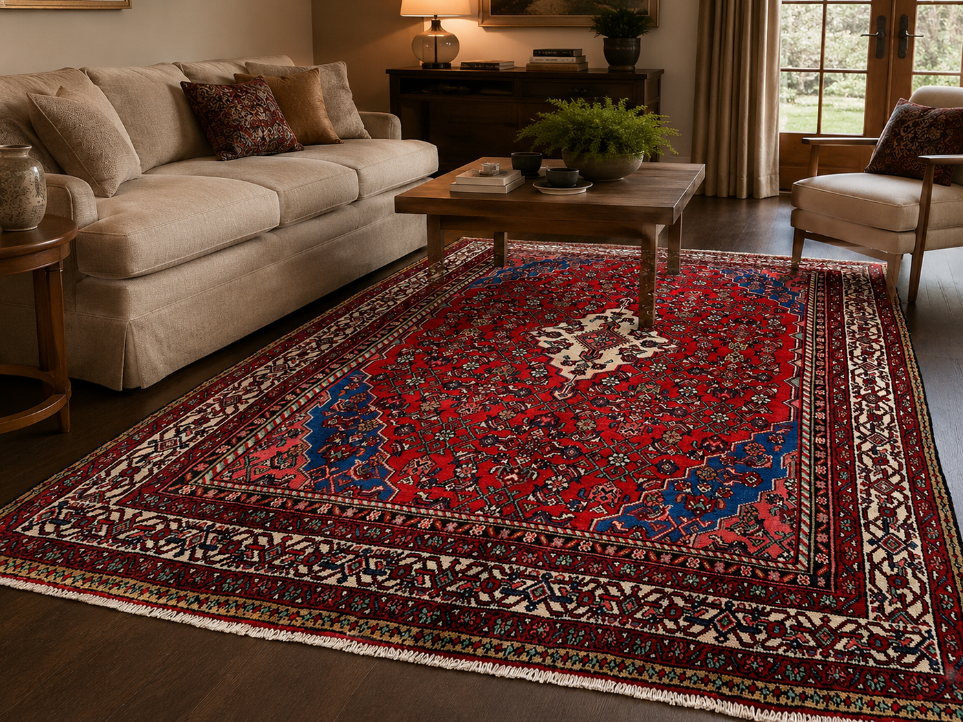 10'0" x 6'11" Handmade Persian Wool Rug room styling example