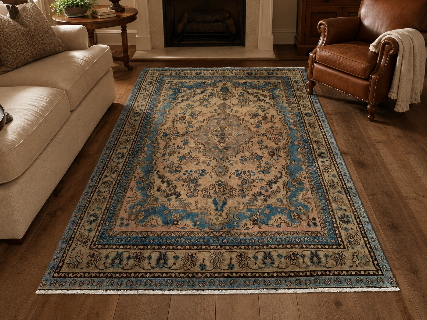 10'2" x 6'6" Handmade Persian Wool Rug room styling example