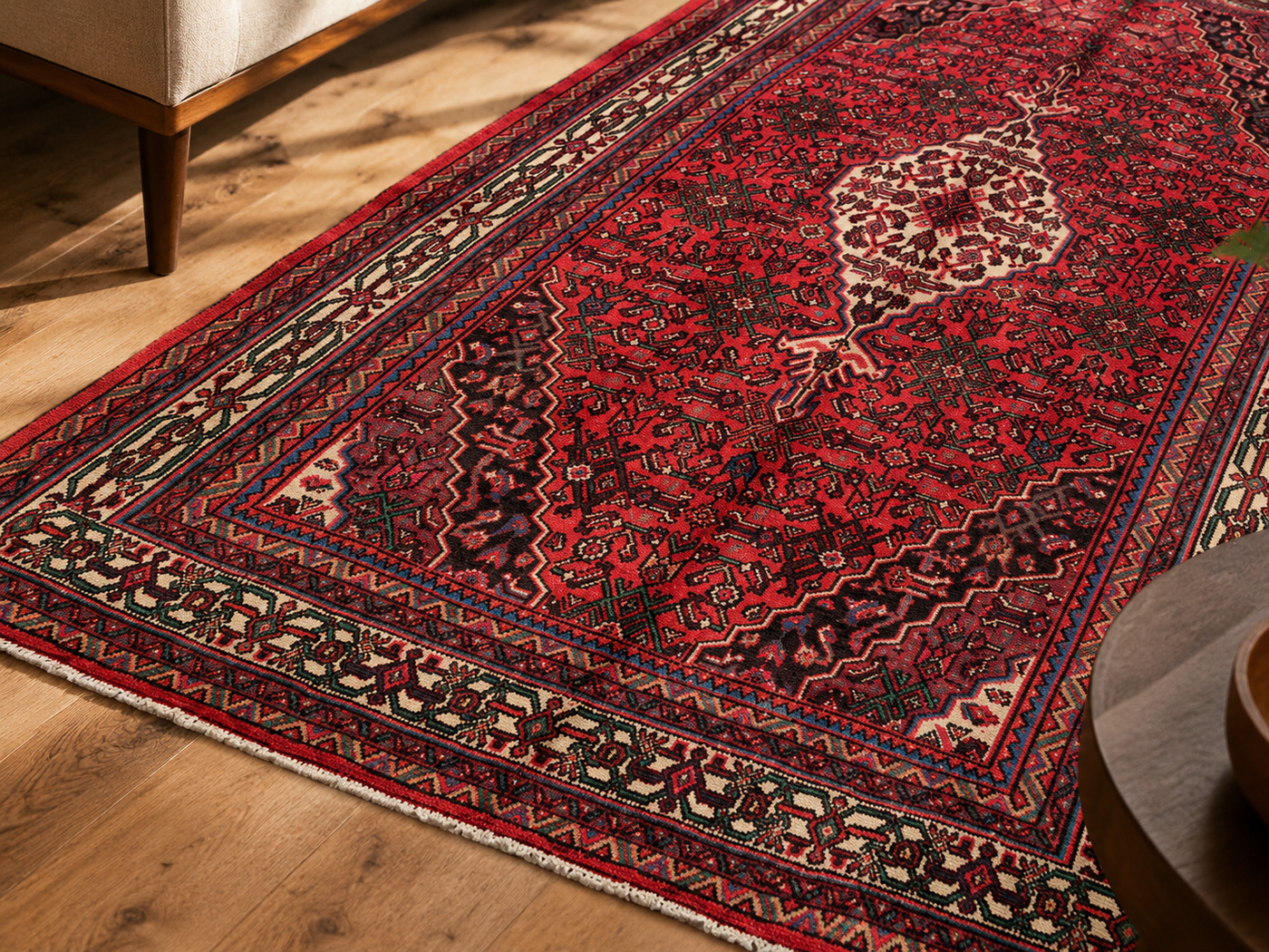 10'6" x 6'8" Handmade Persian Wool Rug wool texture and pattern detail