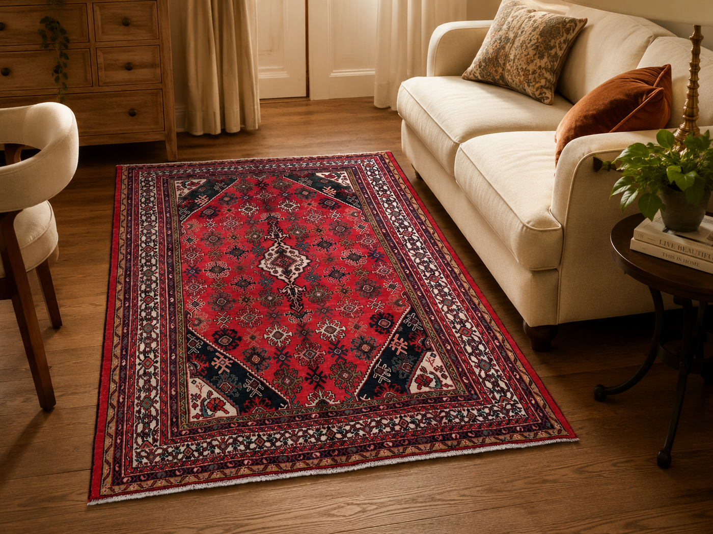 10'3" x 7'4" Handmade Persian Wool Rug room styling example