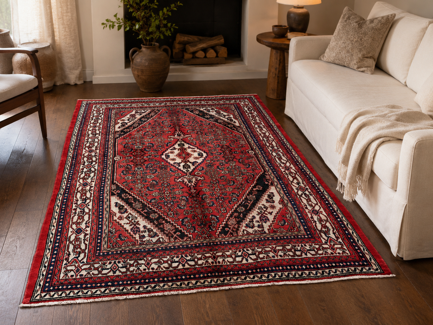 10'4" x 6'11" Handmade Persian Wool Rug room styling example