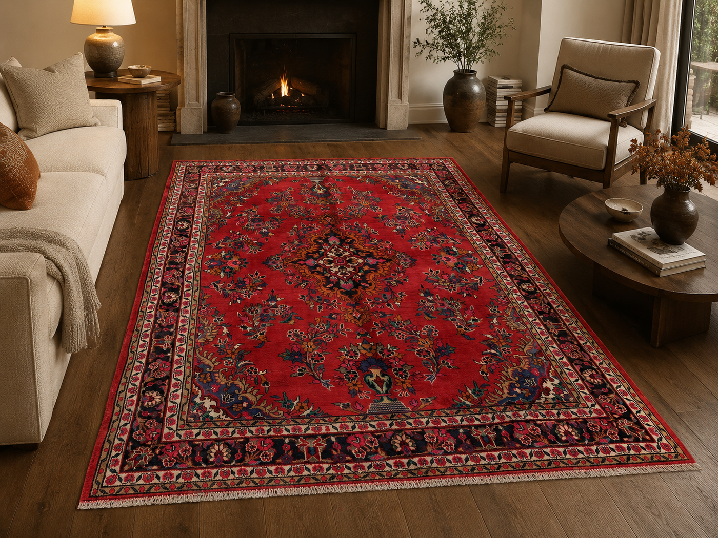 9'9" x 6'11" Handmade Persian Wool Rug room styling example
