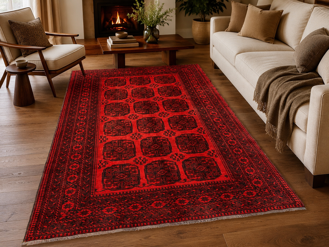 9'2" x 6'8" Handmade Persian Wool Rug room styling example