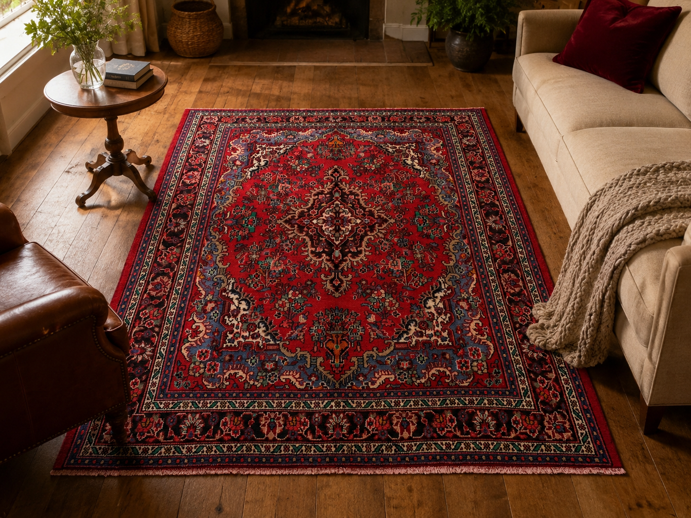 9'9" x 7'1" Handmade Persian Wool Rug room styling example