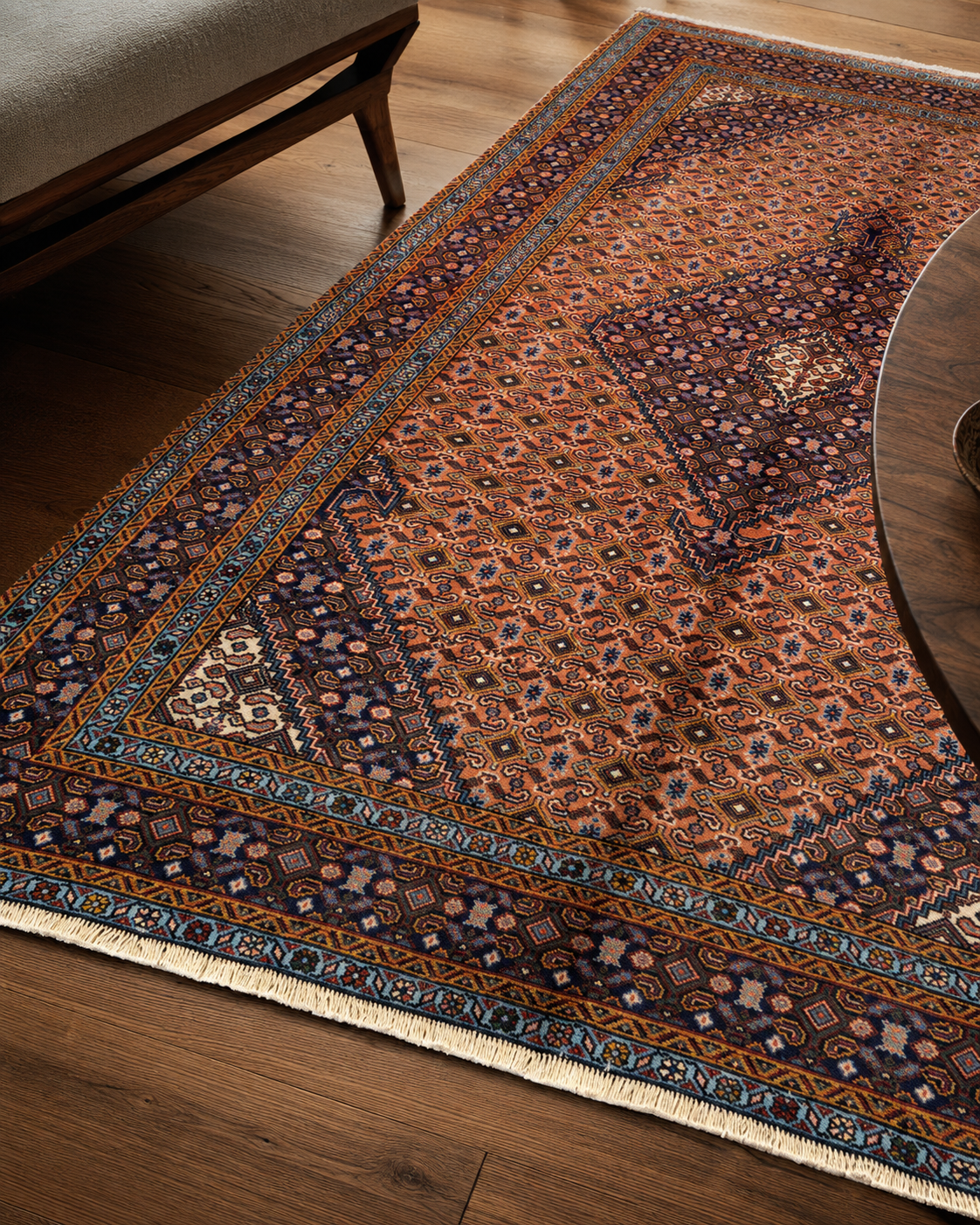 9'6" x 6'4" Handmade Persian Wool Rug wool texture and pattern detail