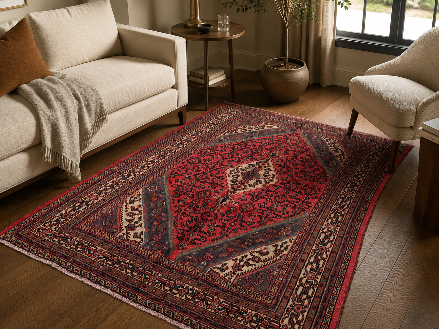 9'9" x 7'0" Handmade Persian Wool Rug room styling example