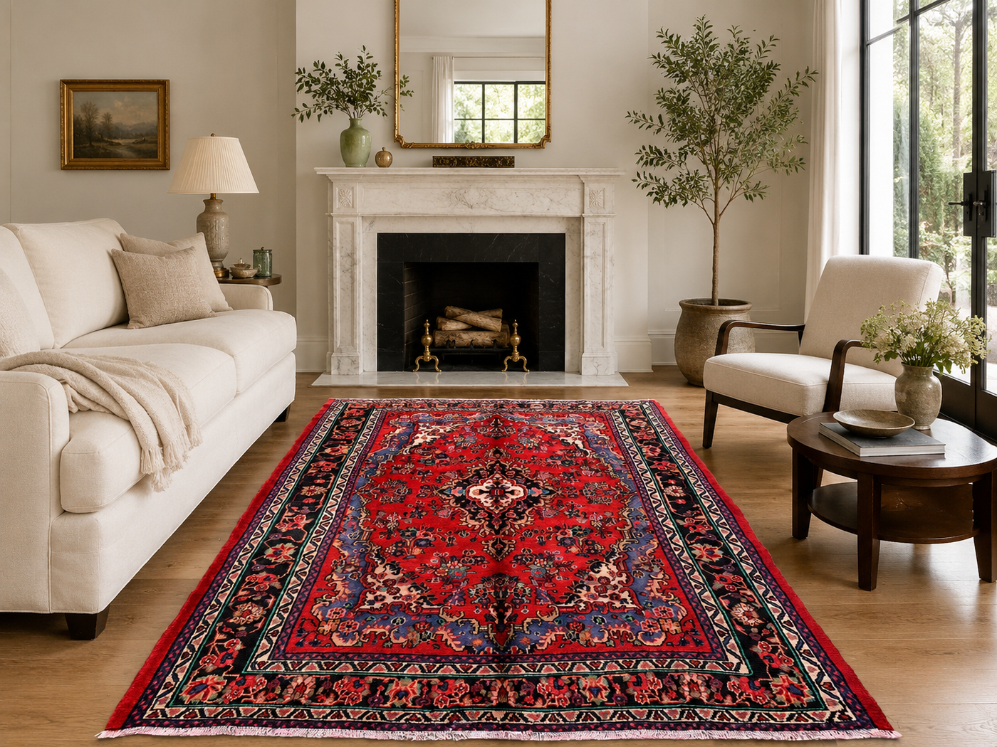 10'4" x 7'1" Handmade Persian Wool Rug styled in a room