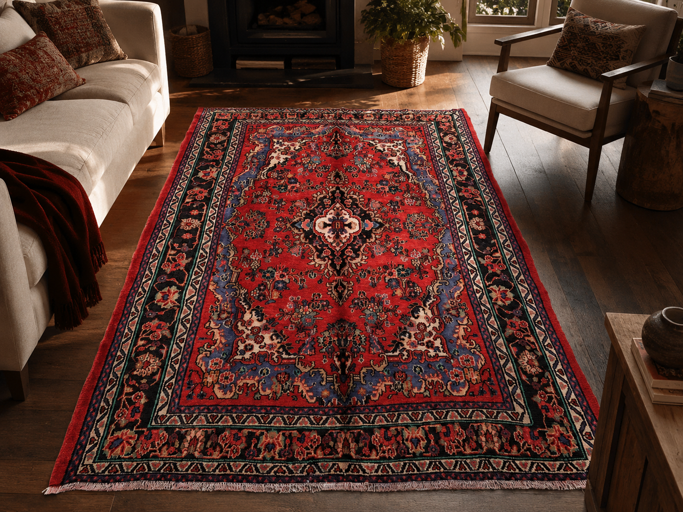 10'4" x 7'1" Handmade Persian Wool Rug room styling example