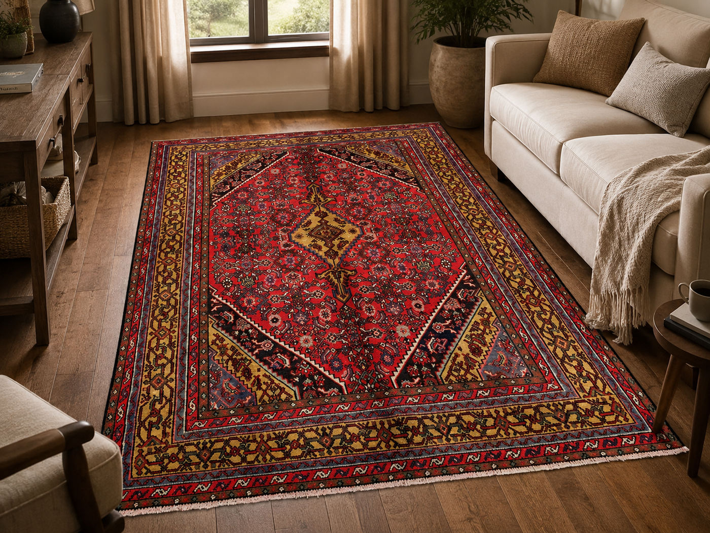 9'10" x 6'9" Handmade Persian Wool Rug room styling example
