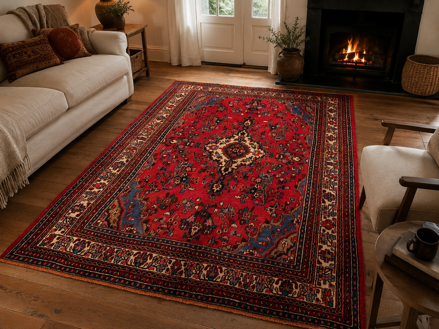 10'2" x 7'3" Handmade Persian Wool Rug room styling example