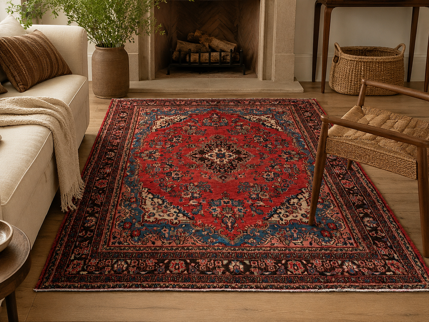 10'3" x 7'0" Handmade Persian Wool Rug room styling example