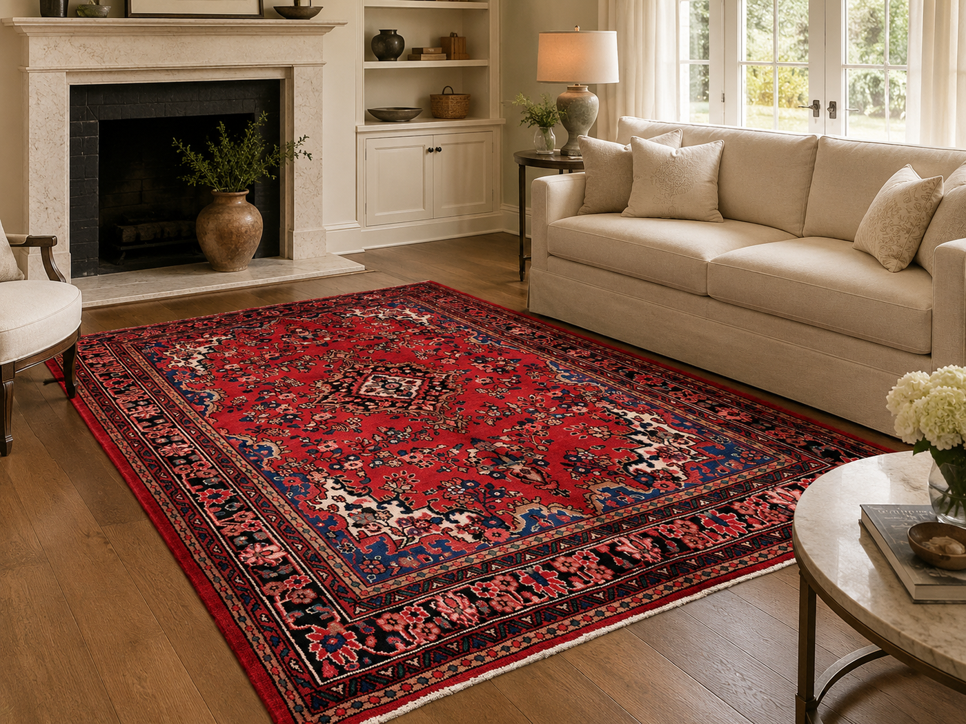 9'11" x 6'11" Handmade Persian Wool Rug styled in a room