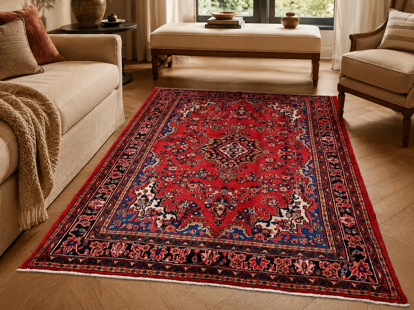 9'11" x 6'11" Handmade Persian Wool Rug room styling example