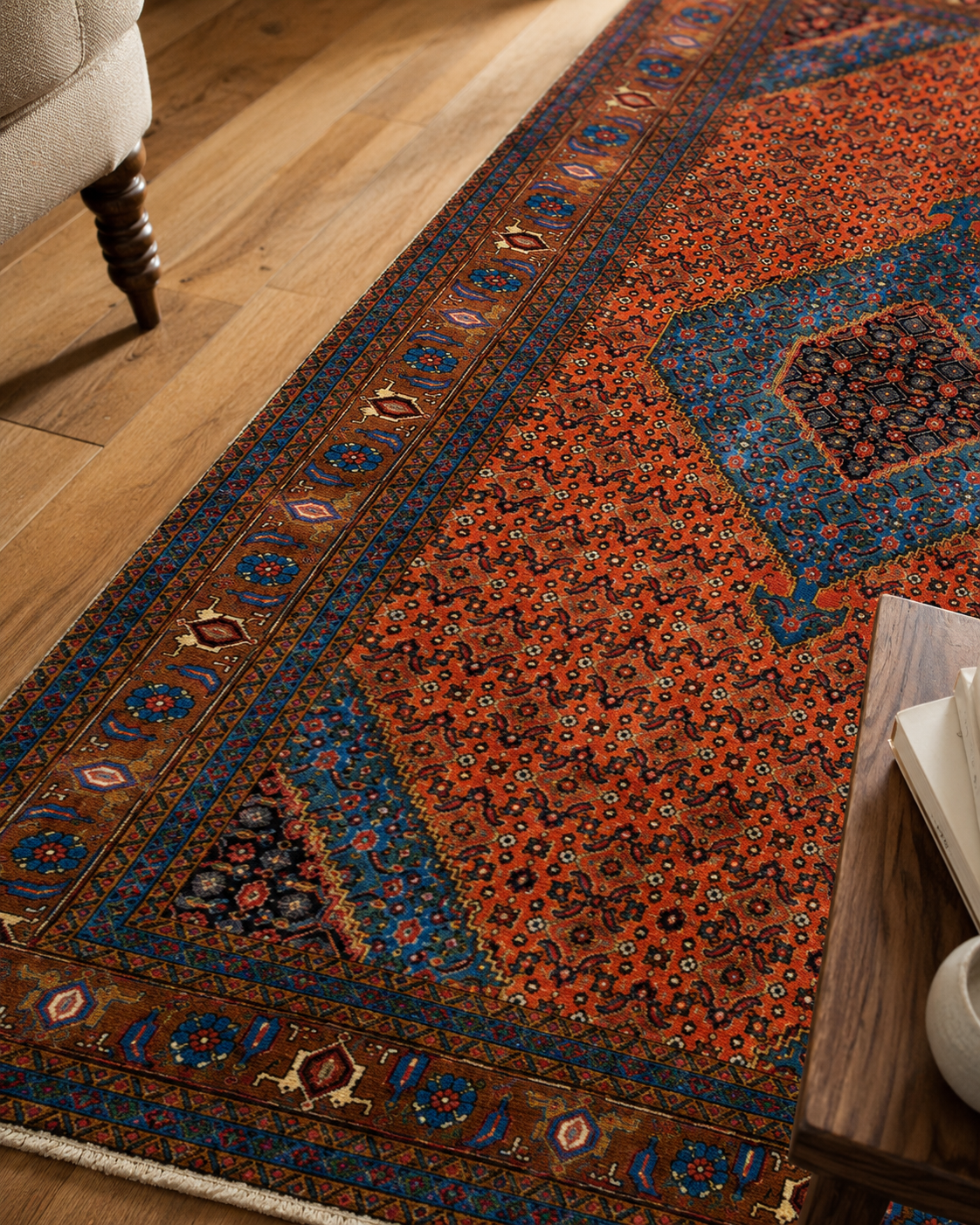 10'2" x 6'5" Handmade Persian Wool Rug wool texture and pattern detail