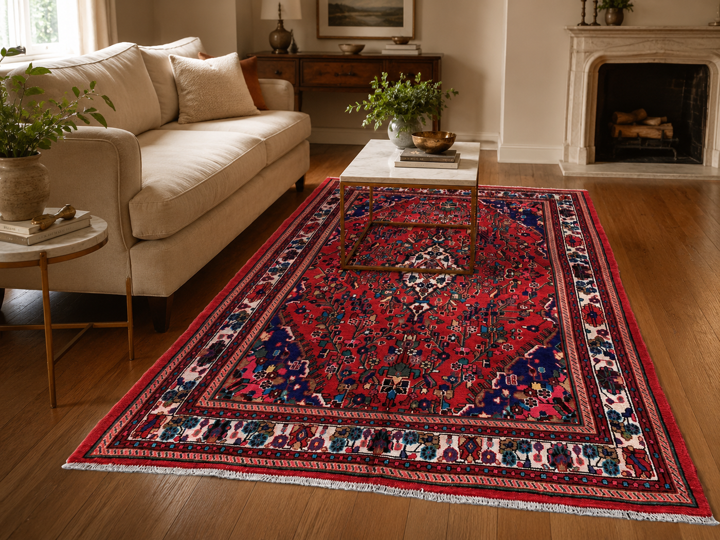 9'7" x 6'9" Handmade Persian Wool Rug styled in a room