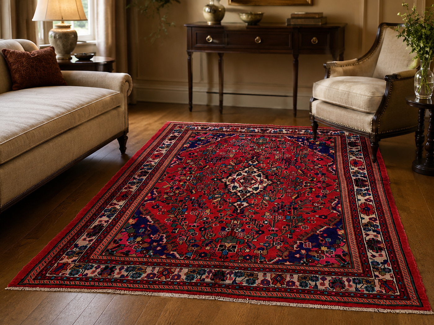 9'7" x 6'9" Handmade Persian Wool Rug room styling example
