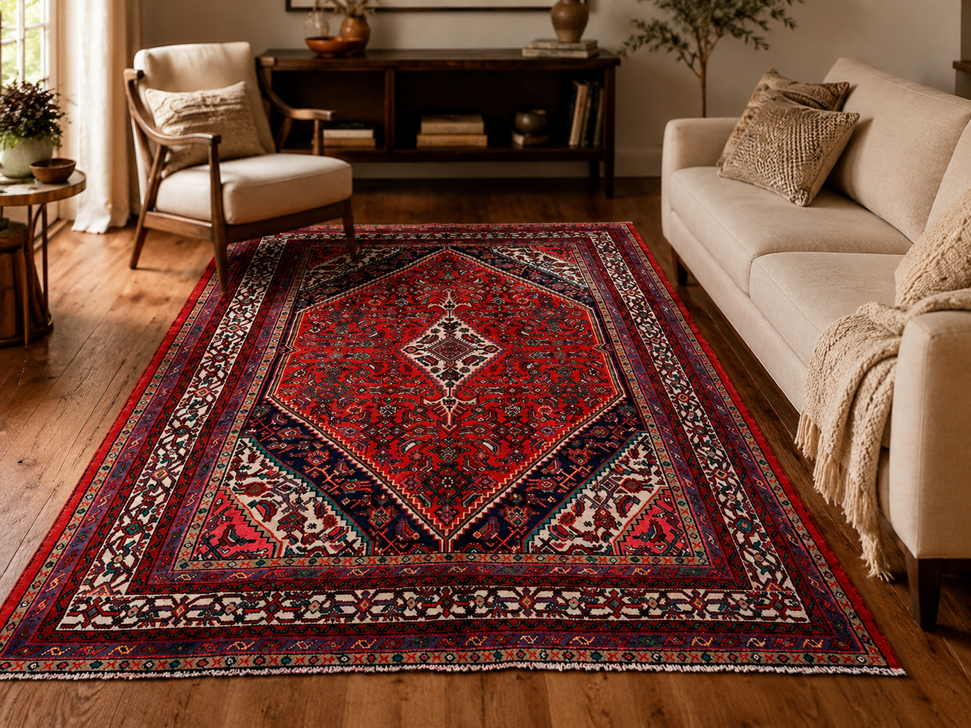 9'9" x 6'11" Handmade Persian Wool Rug room styling example