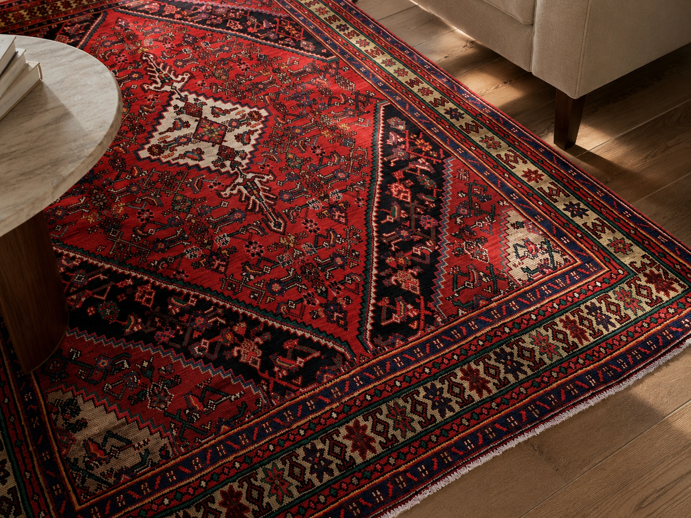 9'8" x 6'11" Handmade Persian Wool Rug wool texture and pattern detail