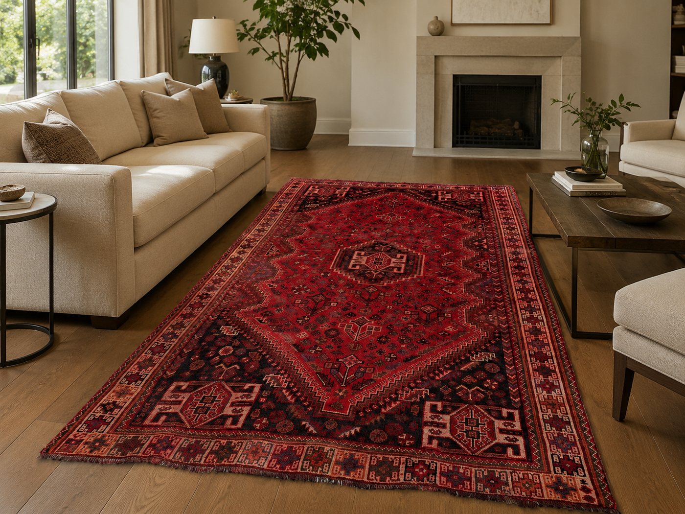 10'2" x 6'8" Handmade Persian Wool Rug styled in a room