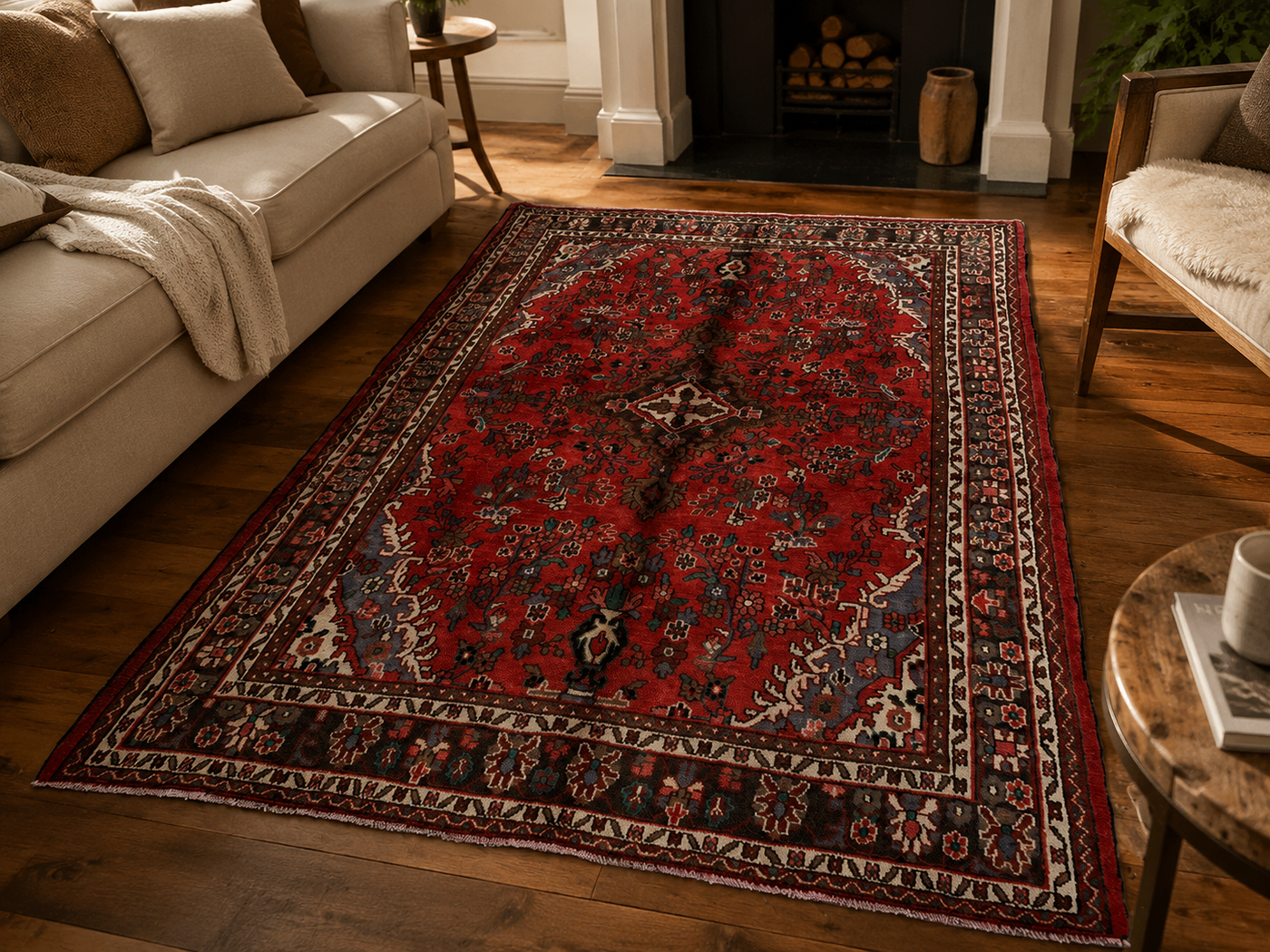 9'8" x 6'11" Handmade Persian Wool Rug room styling example