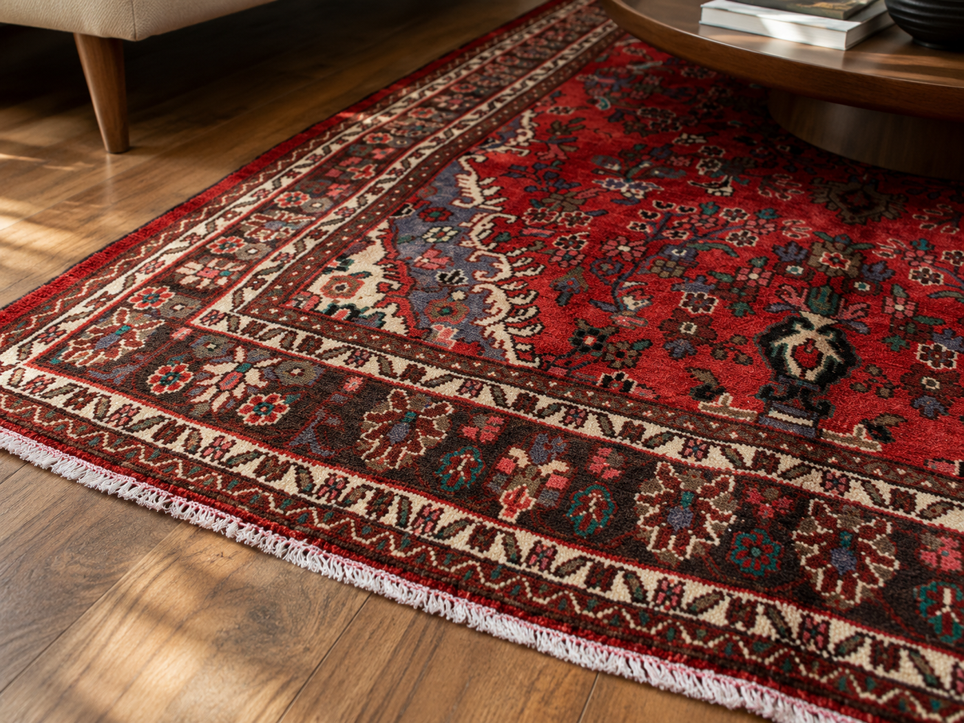 9'8" x 6'11" Handmade Persian Wool Rug wool texture and pattern detail