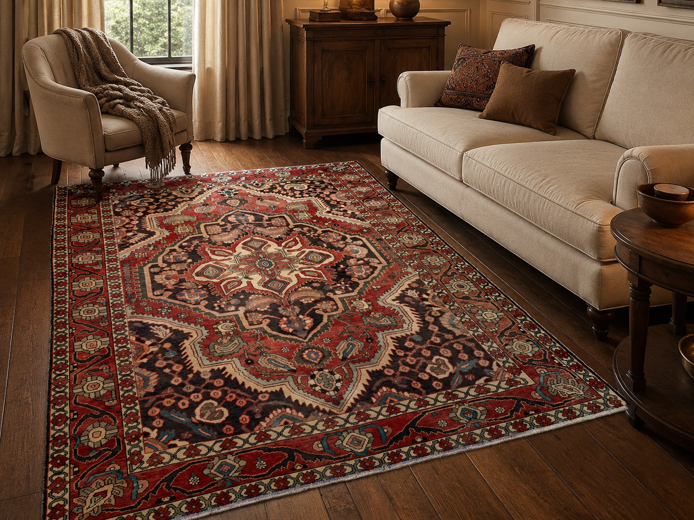 9'8" x 7'0" Handmade Persian Wool Rug room styling example