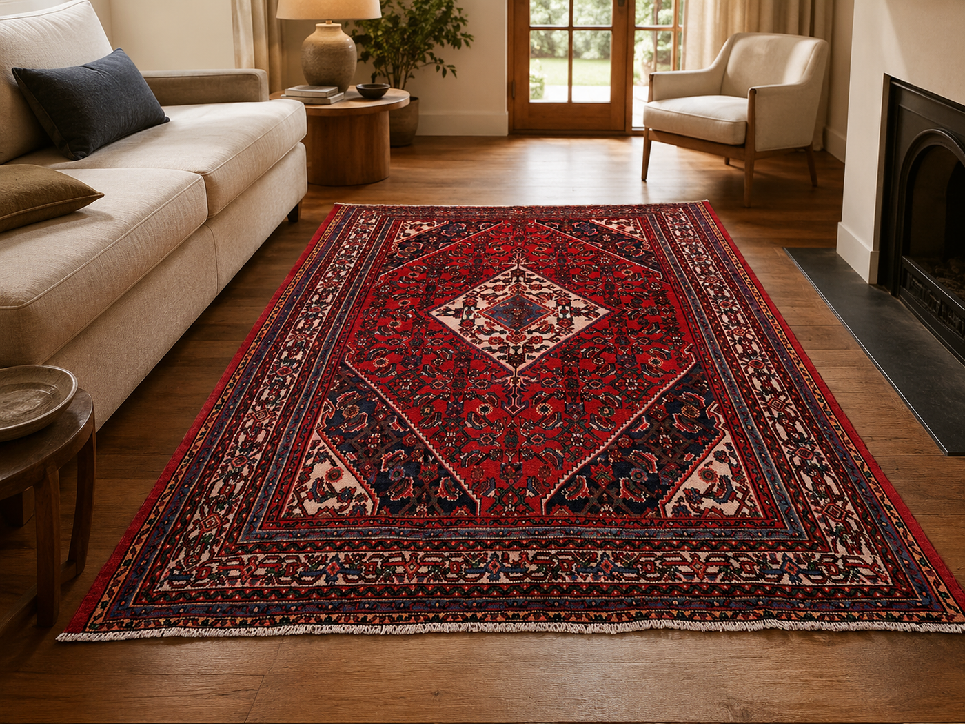 10'0" x 6'11" Handmade Persian Wool Rug room styling example